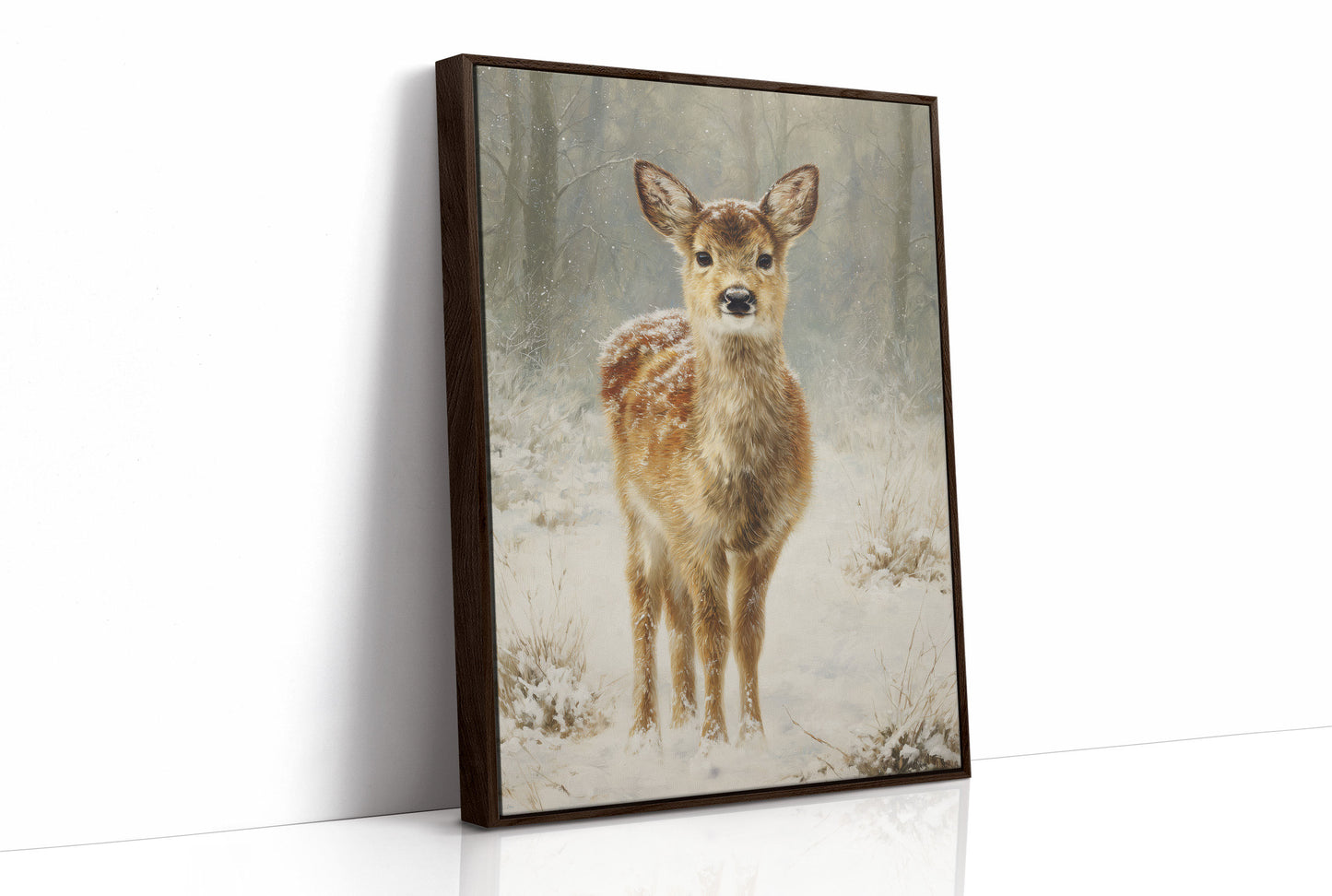 December Fawn Meets Morning Snow