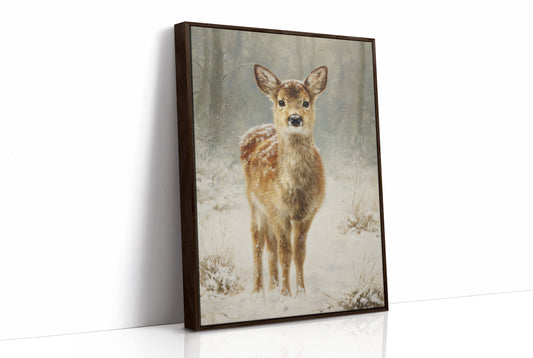 December Fawn Meets Morning Snow