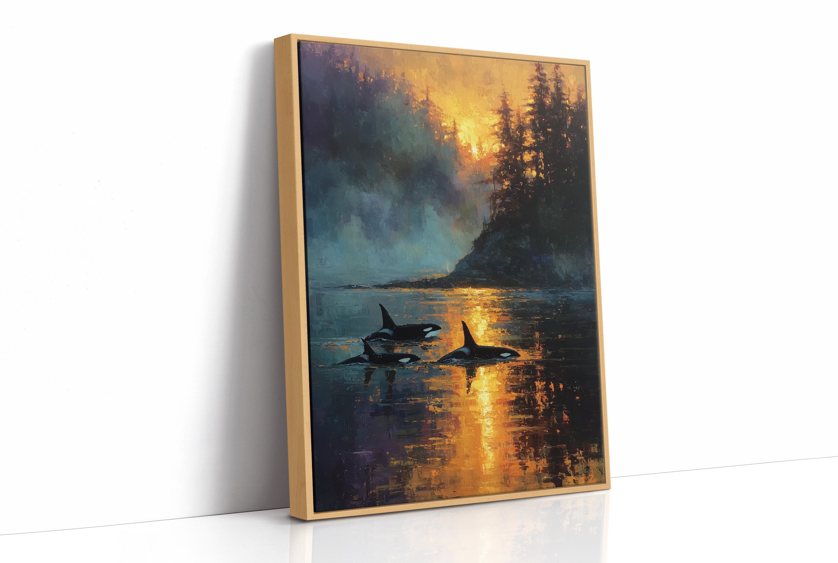 Three Orcas at the Golden Hour