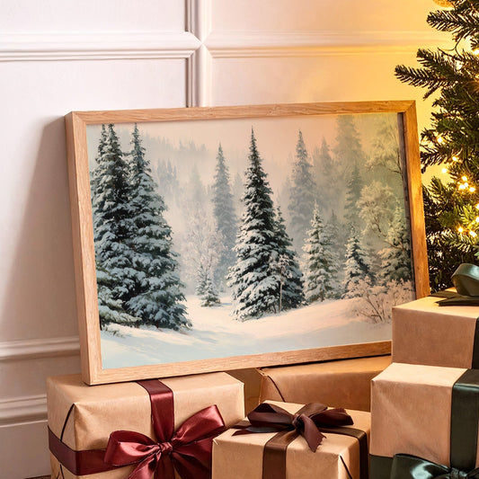 Snow Settles Among Northwoods Pineway