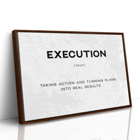 Execution Definition Canvas Art | Bold Motivational Typography Print for Home Office, Gym or Entrepreneur Décor