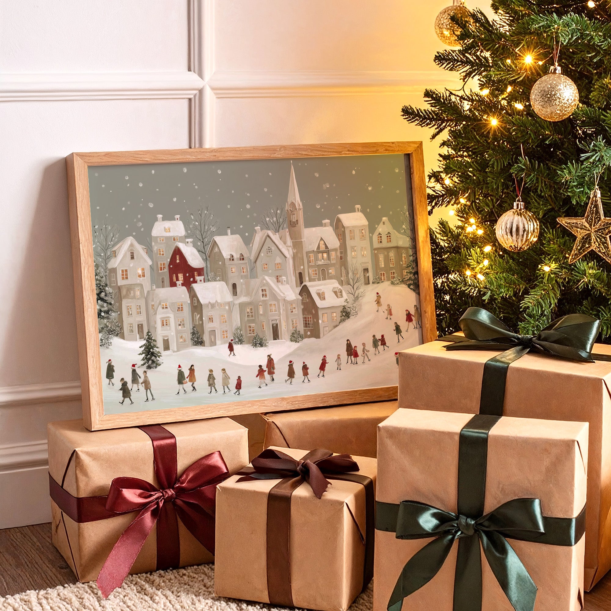 Snow Falls On Village Procession