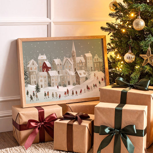 Snow Falls On Village Procession