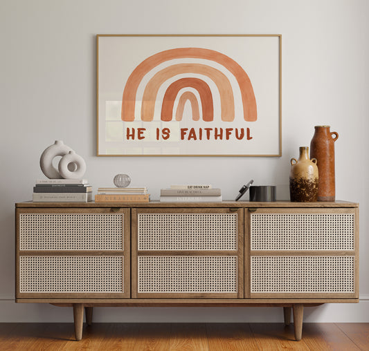 He Is Faithful Boho Rainbow