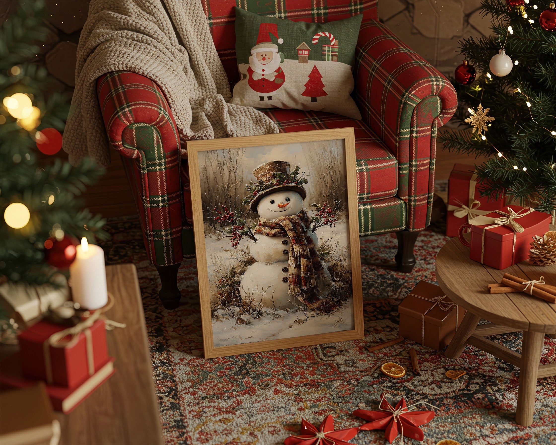 Winter's Charm In Plaid And Holly