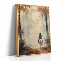 Rider's Path Through Golden Fog