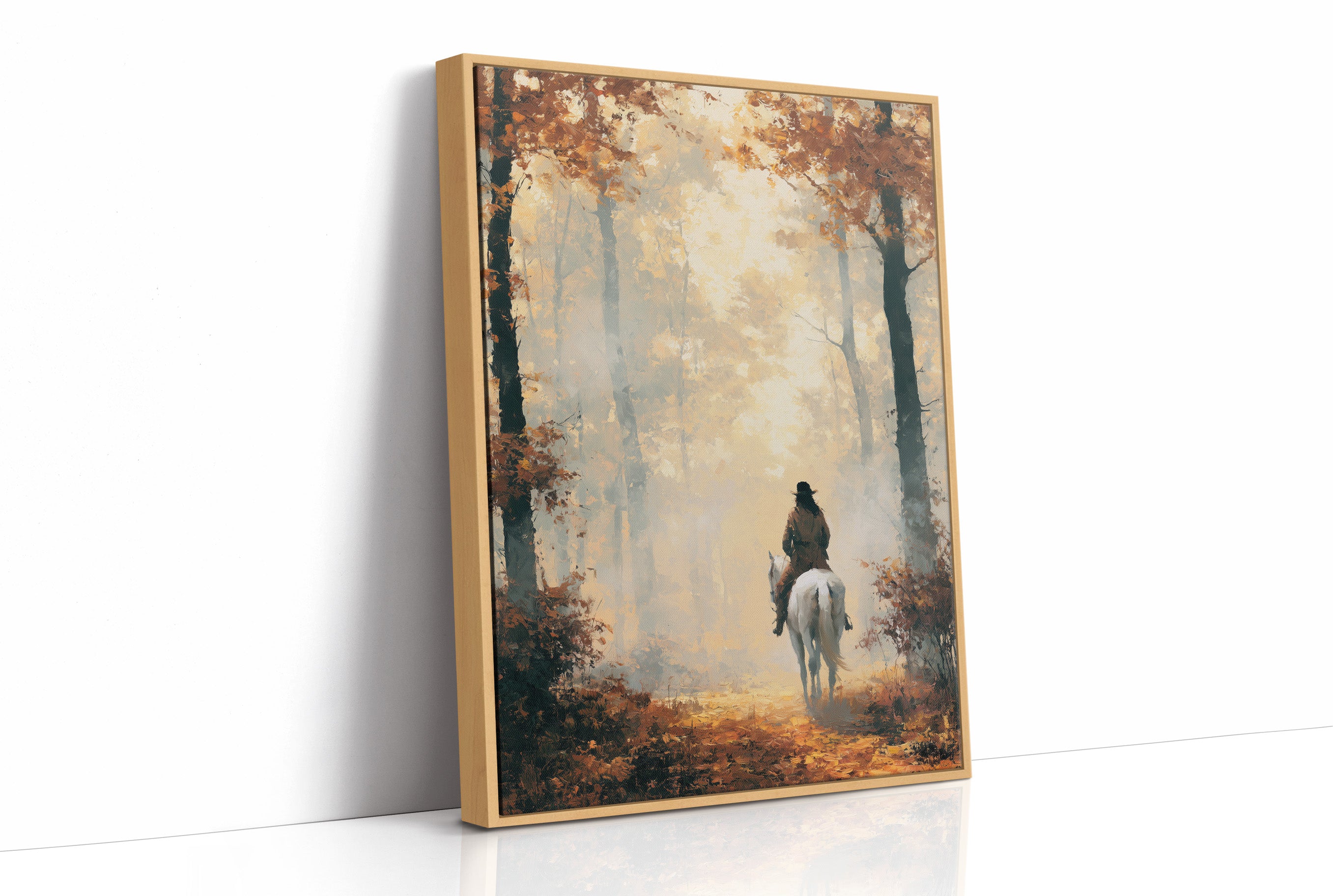Rider's Path Through Golden Fog