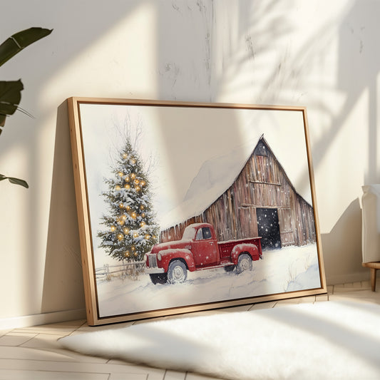 Red Pickup Brings Christmas Home