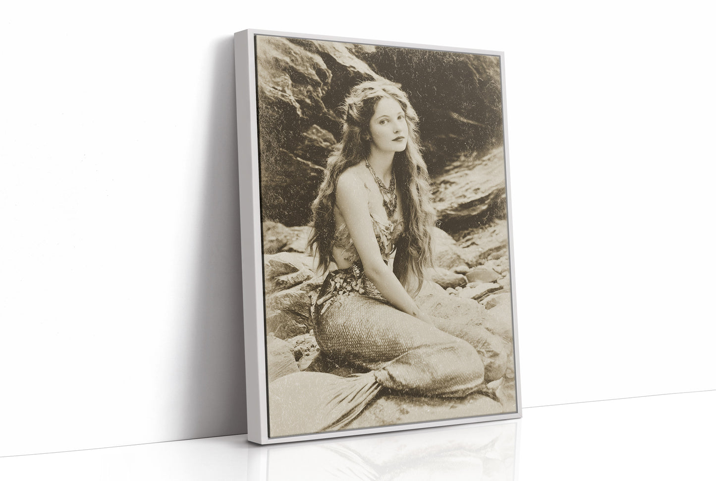 Vintage Waves Against Rocky Shore