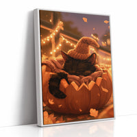 Kitten Napping in a Pumpkin Bed