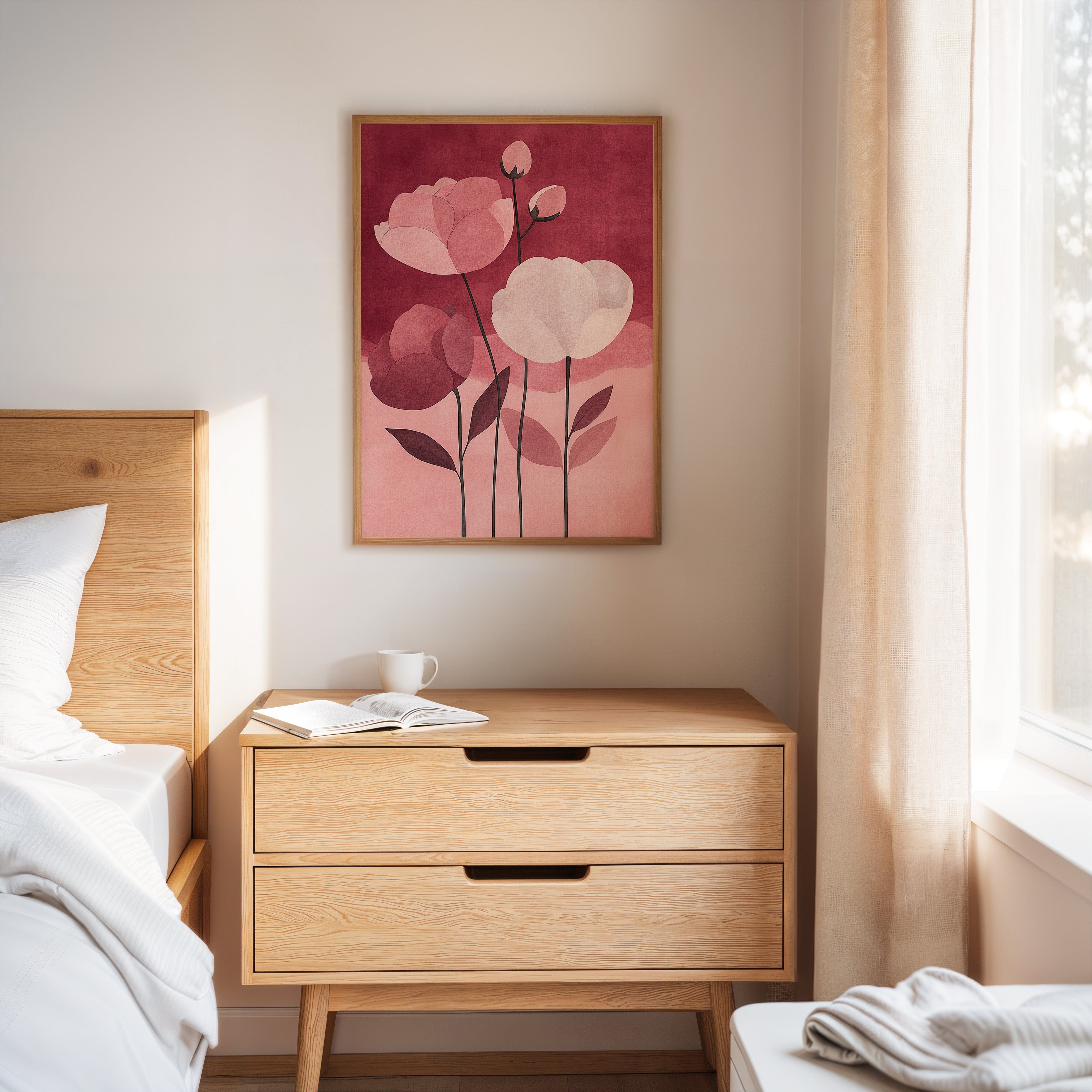 Peonies Rise Through Burgundy Mist
