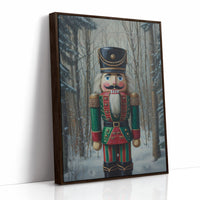Nutcracker Stands Watch In Winter Woods