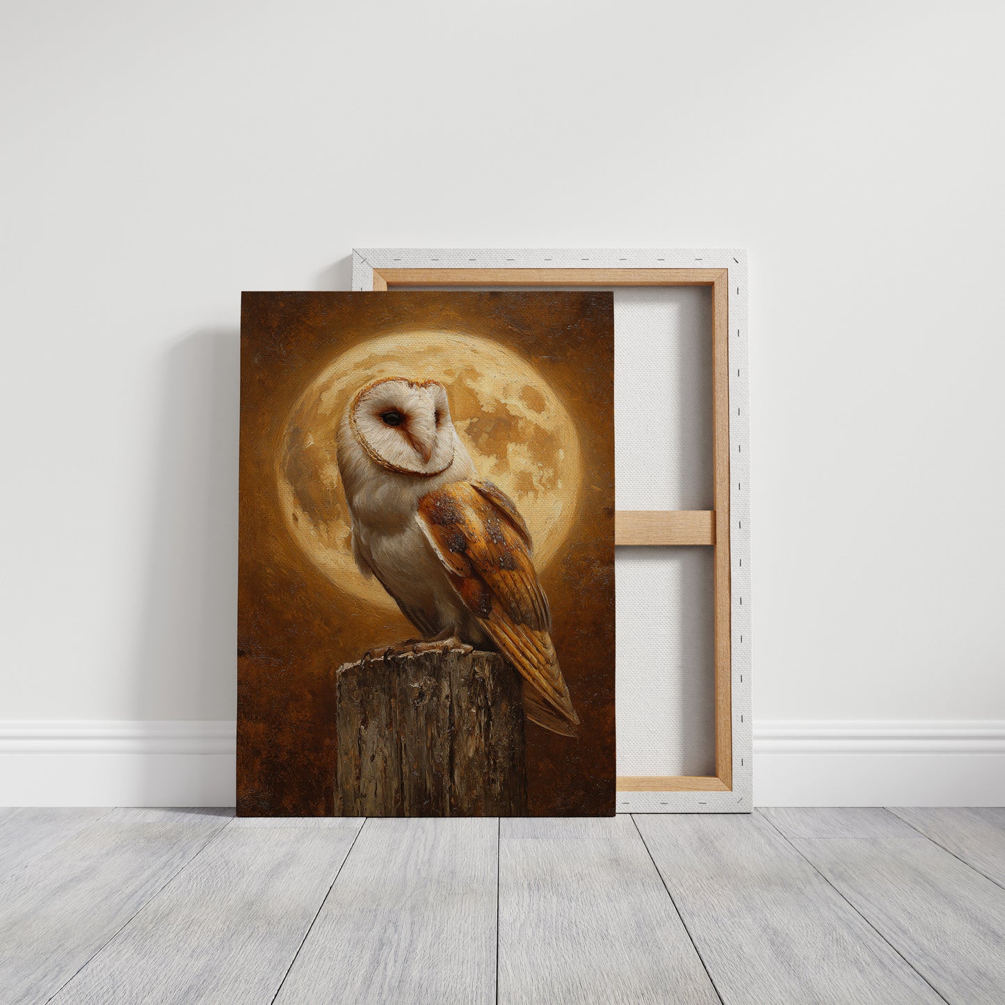 Barn Owl Beneath a Full Moon