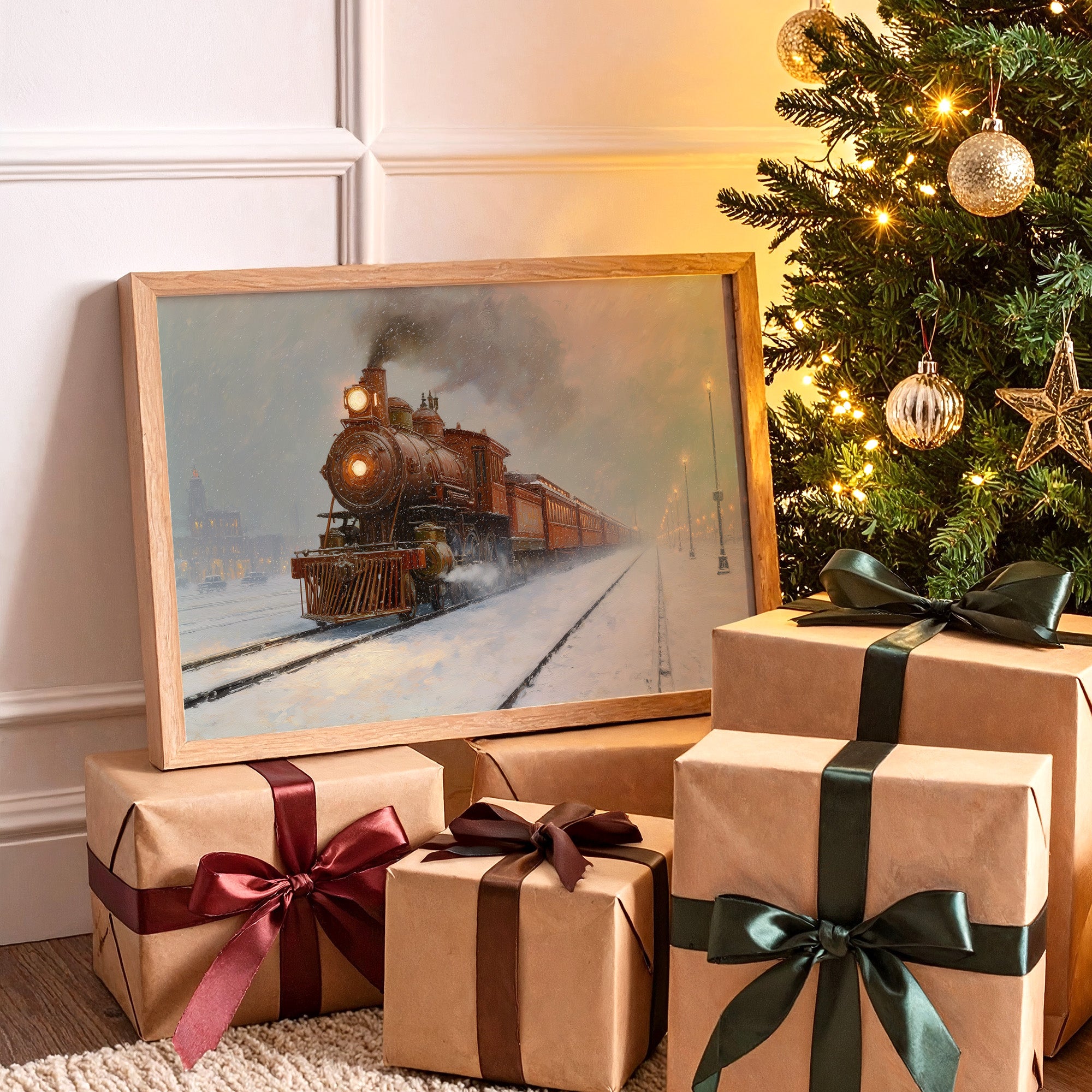 Iron Horse Glows Through Winter Night