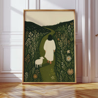 The Shepherd and the Lamb Floral Path Print