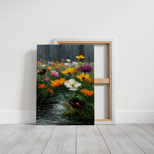 Vibrant Blossoms in Gentle Rain