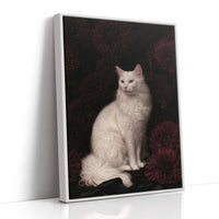White Cat, Black Chrysanthemums