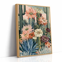 Blooming Oasis: Pink Cacti & Agave