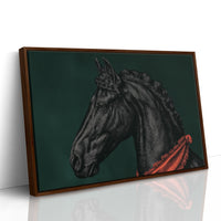 Midnight Stallion in Crimson Silk