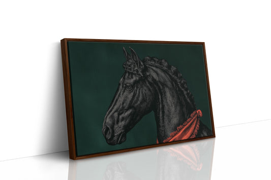 Midnight Stallion in Crimson Silk