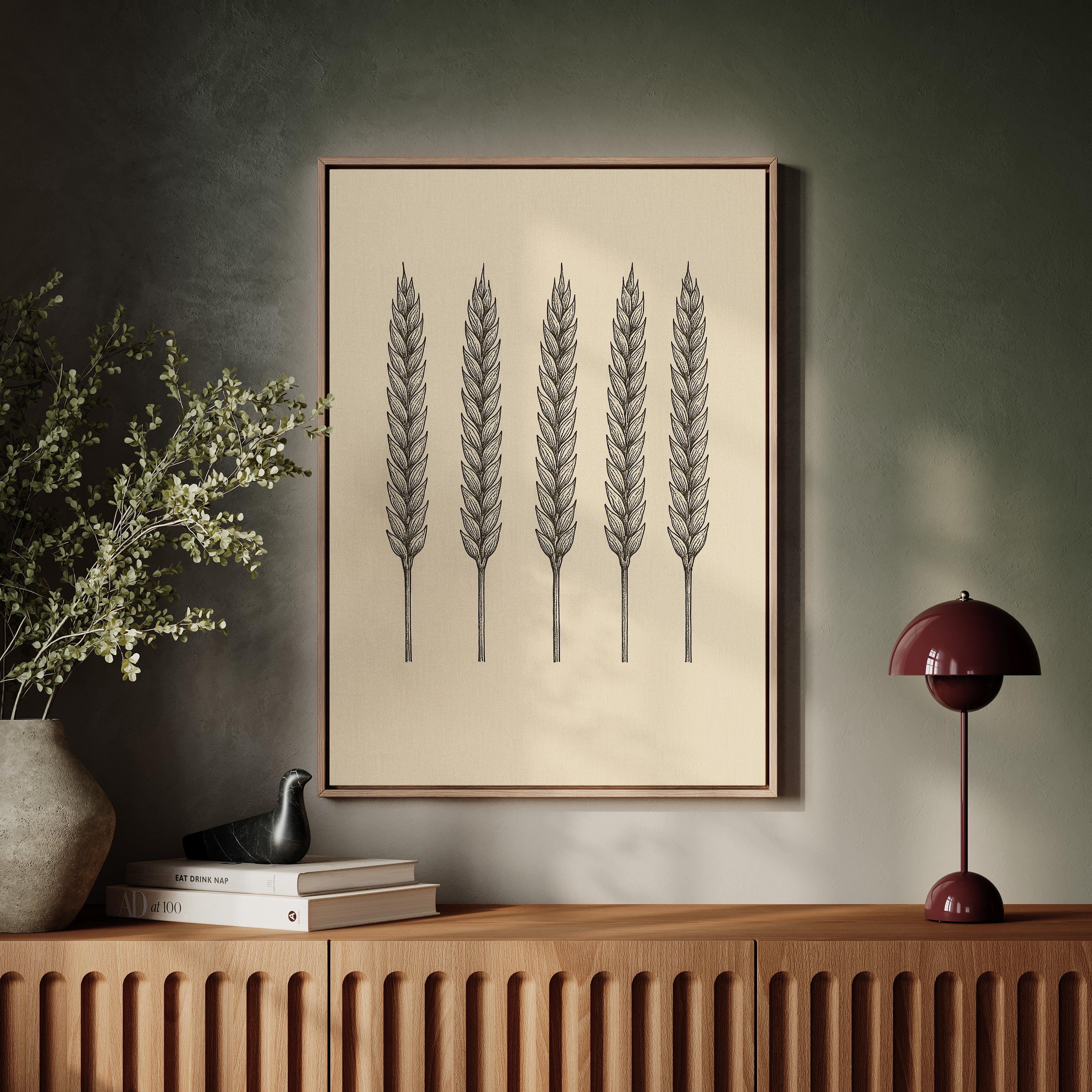 Five Loaves Botanical Wheat Illustration
