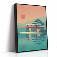 Mid Century Modern House at Sunset