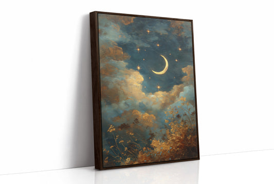 Golden Crescent Through Evening Clouds