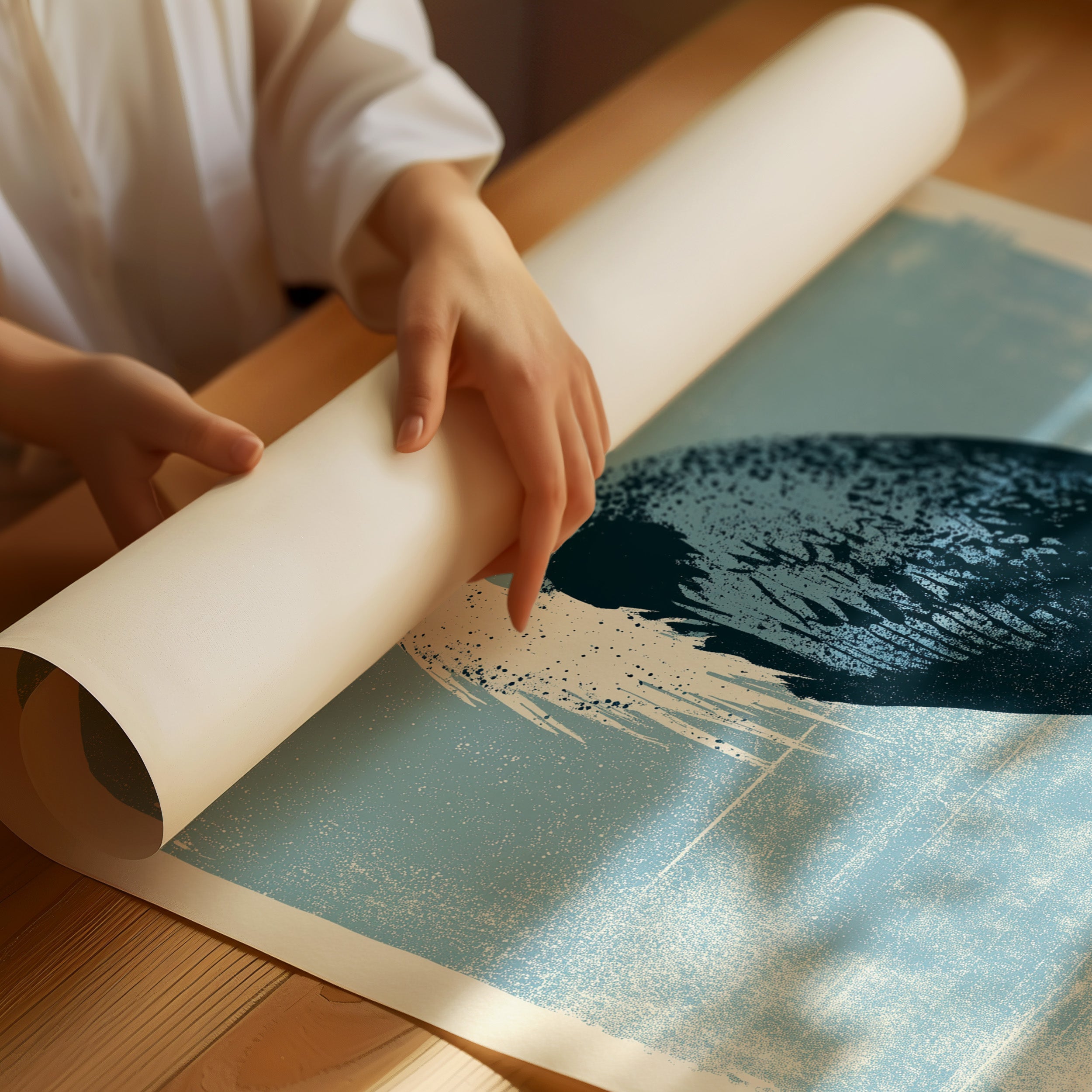 Heron Study: A Screenprint in Blue