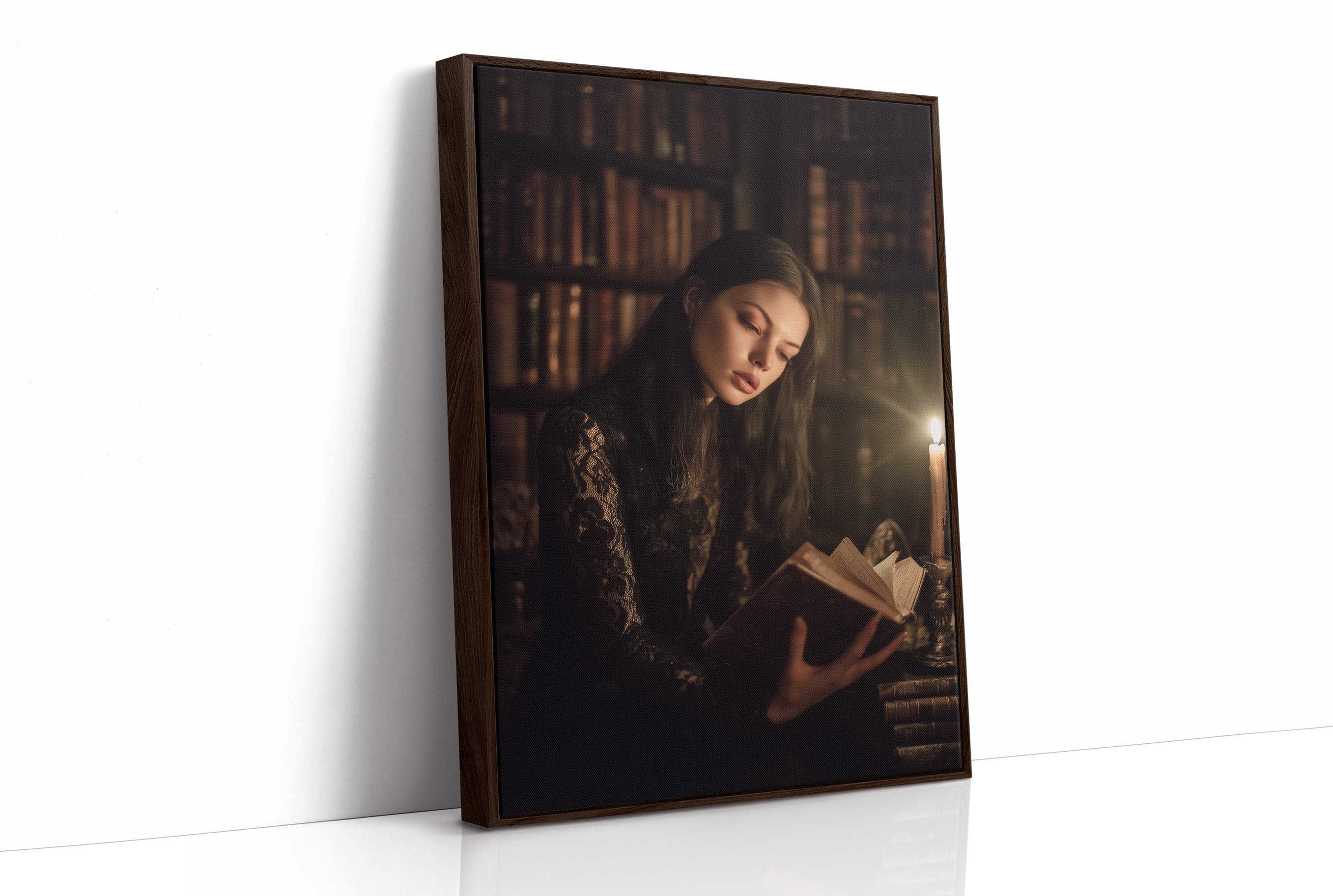 Candlelit Pages In Ancient Library