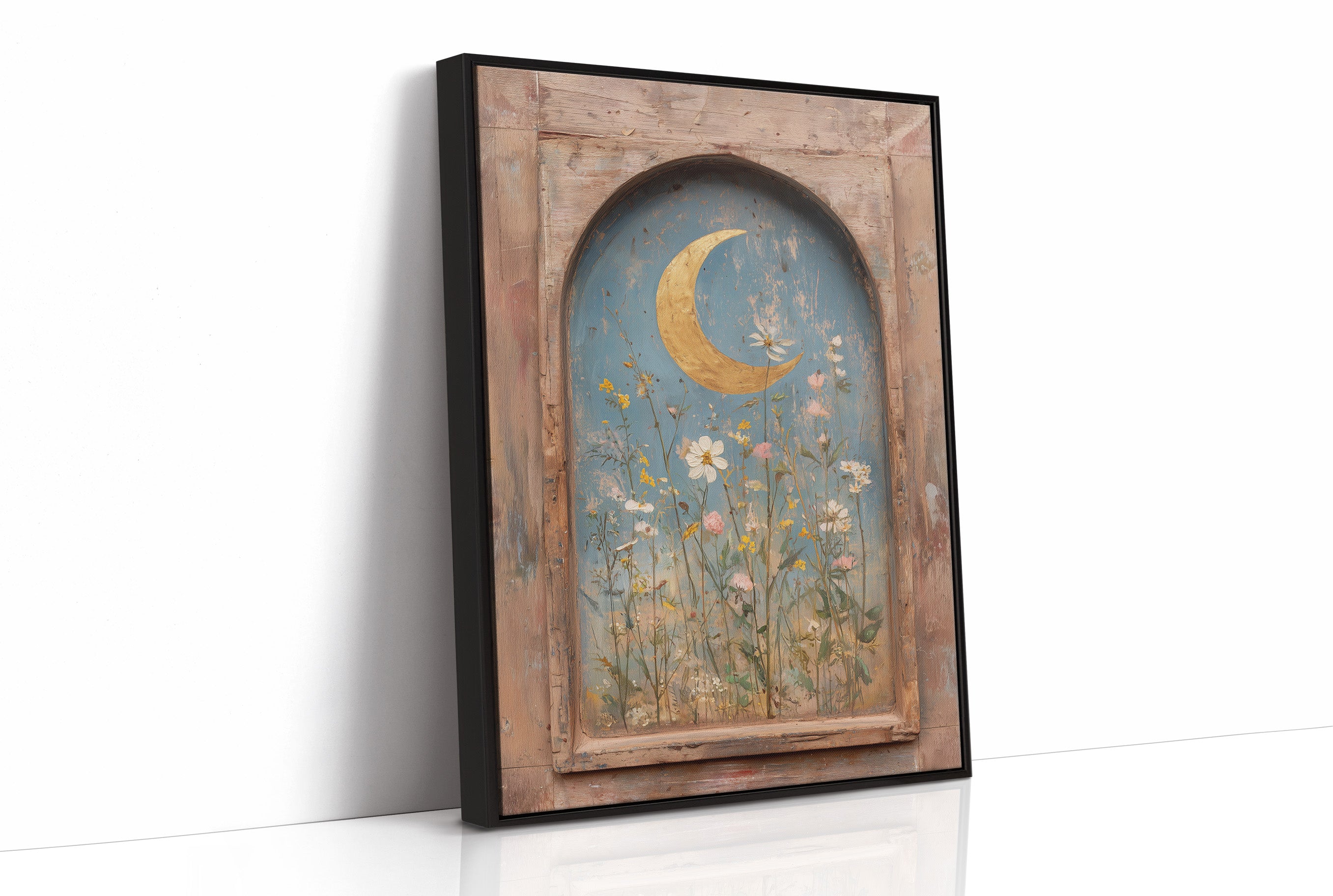 Crescent Over Quiet Blooms