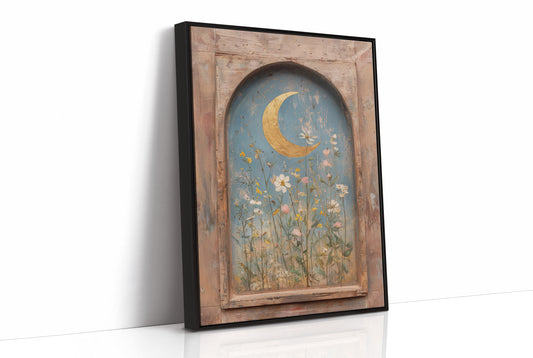 Crescent Over Quiet Blooms