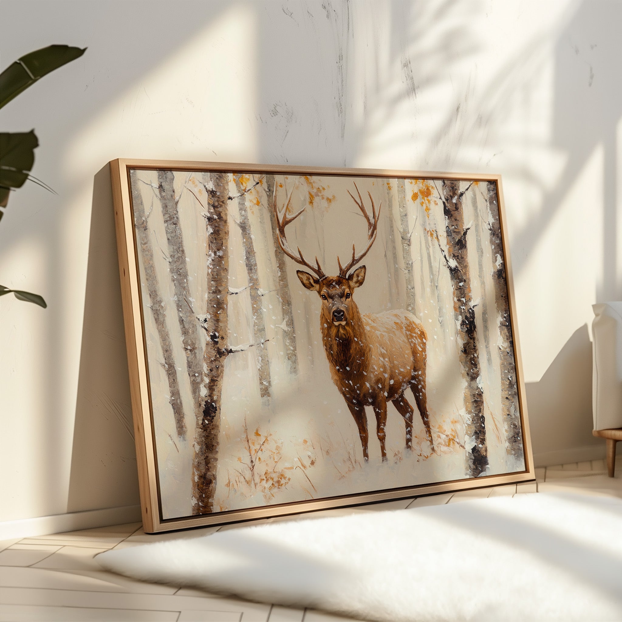 Noble Stag Among Winter Birches