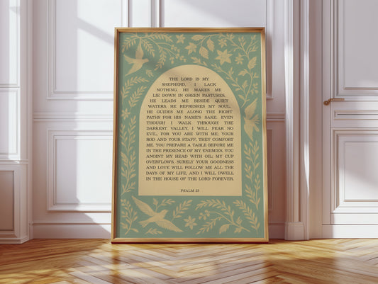 Psalm 23 Scripture with Doves and Florals