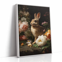 Rabbit Among Blooming Peonies