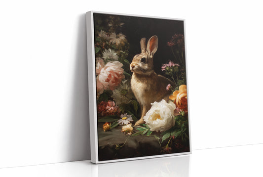 Rabbit Among Blooming Peonies