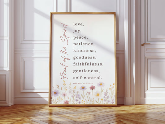 Fruit of the Spirit Floral Scripture Print