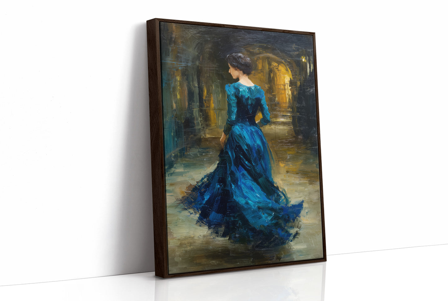 Sapphire Gown Toward Golden Passage