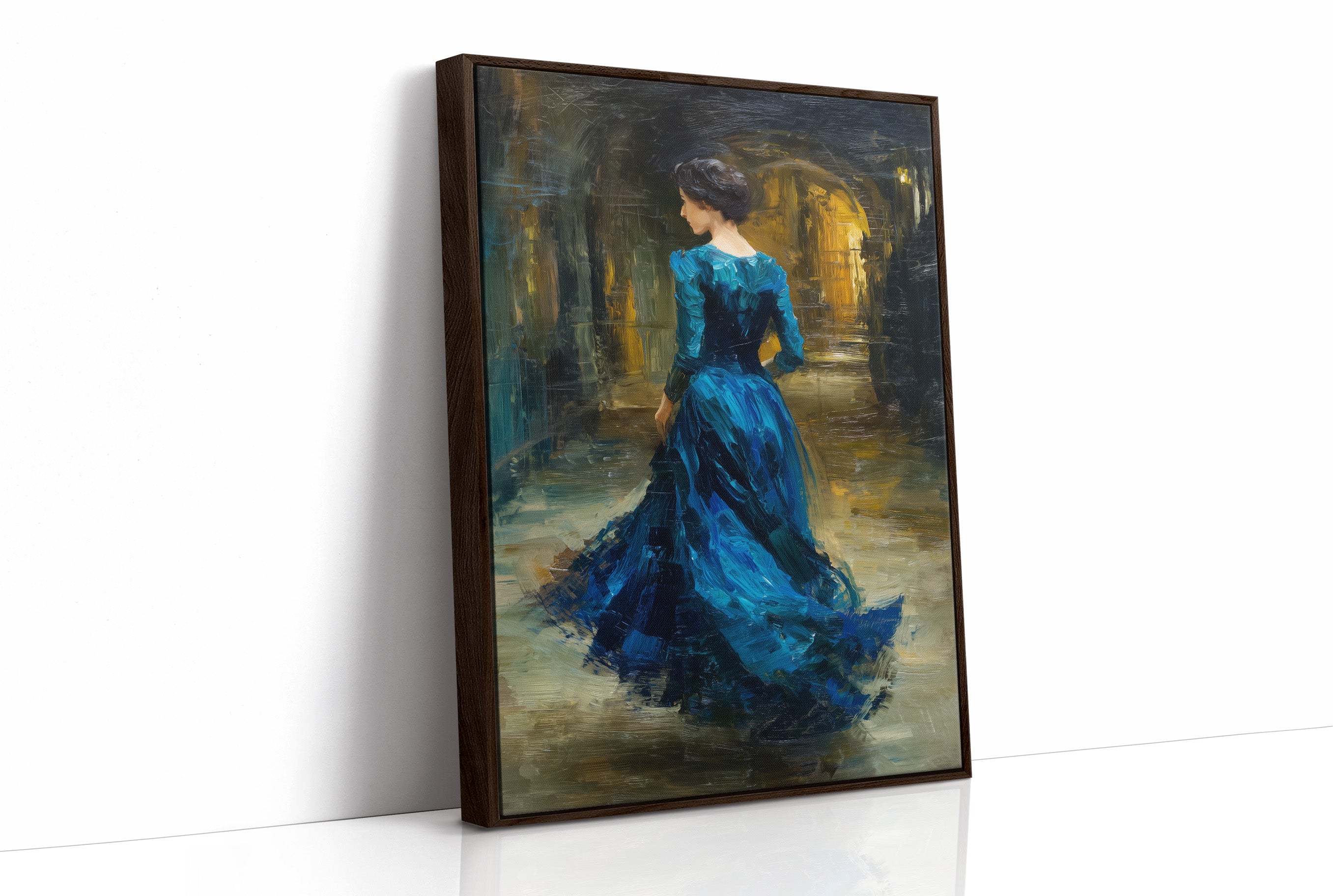 Sapphire Gown Toward Golden Passage