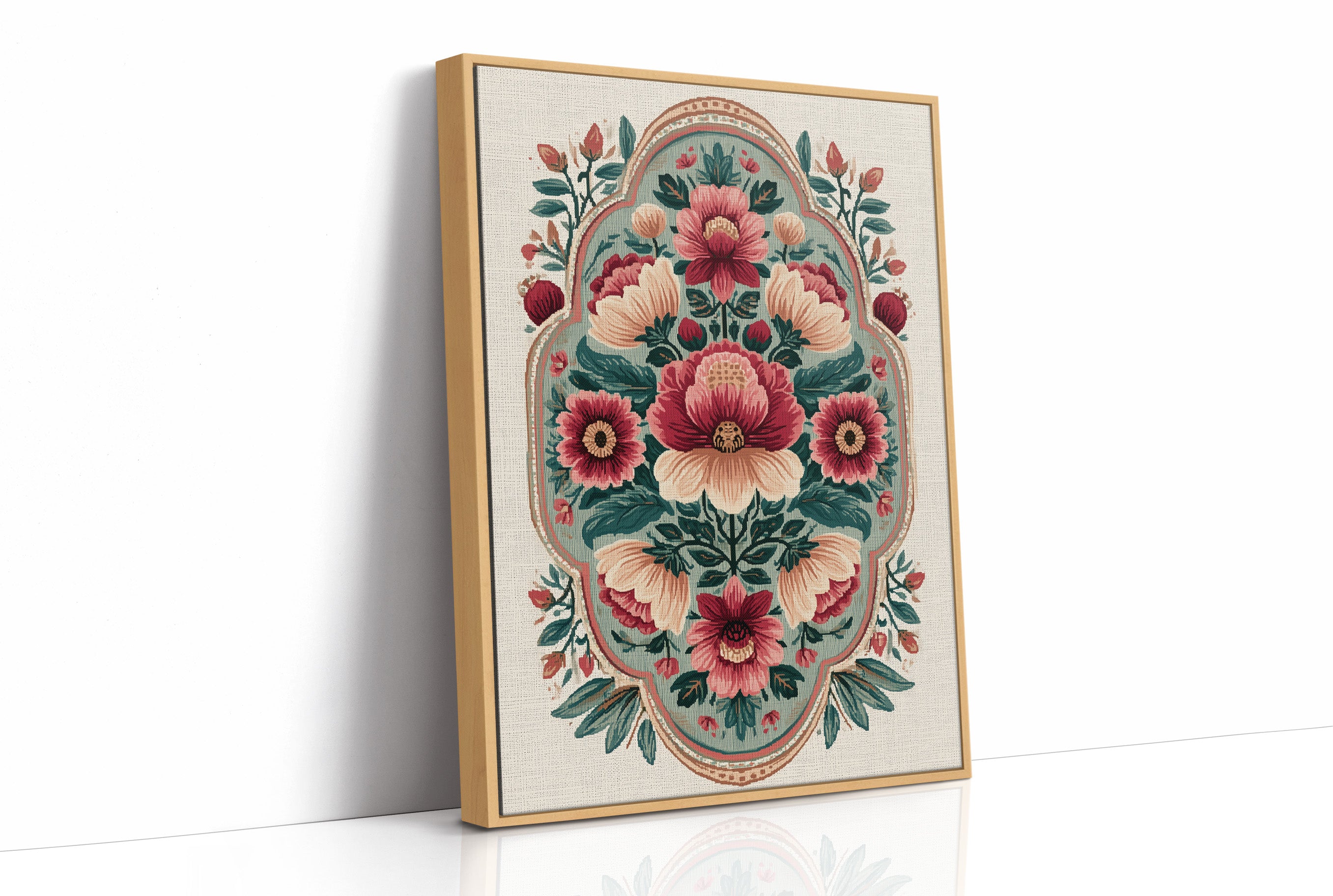 Sage Medallion: A Symmetrical Floral Tapestry