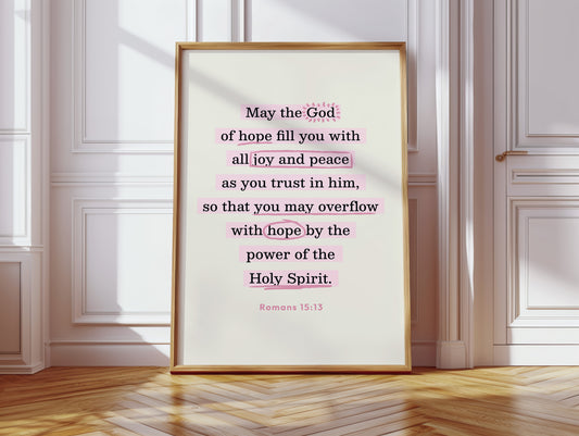 Romans 15 Hope and Peace Scripture Print