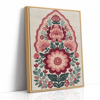 Crimson Bloom: A Folk Floral Medallion