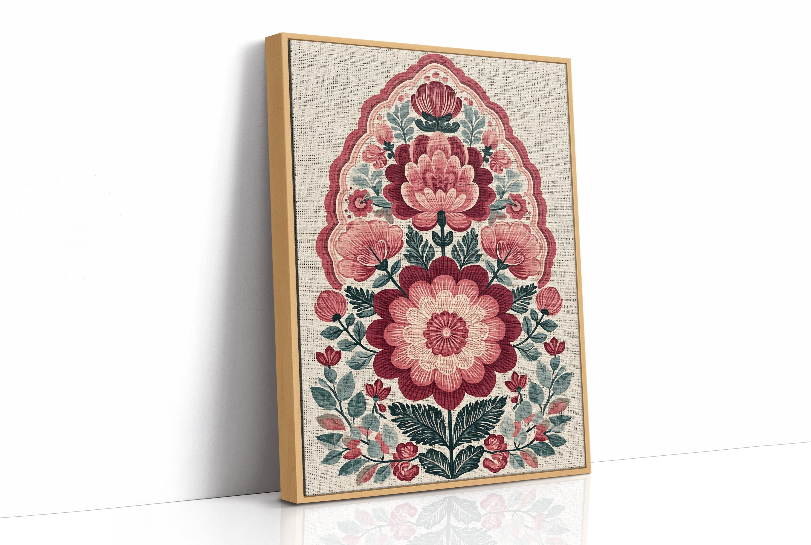 Crimson Bloom: A Folk Floral Medallion