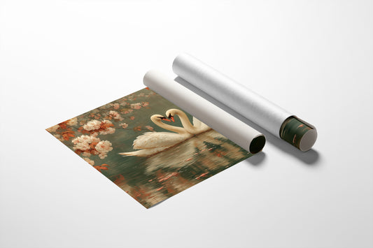 Swans Dance Under Cherry Blossoms