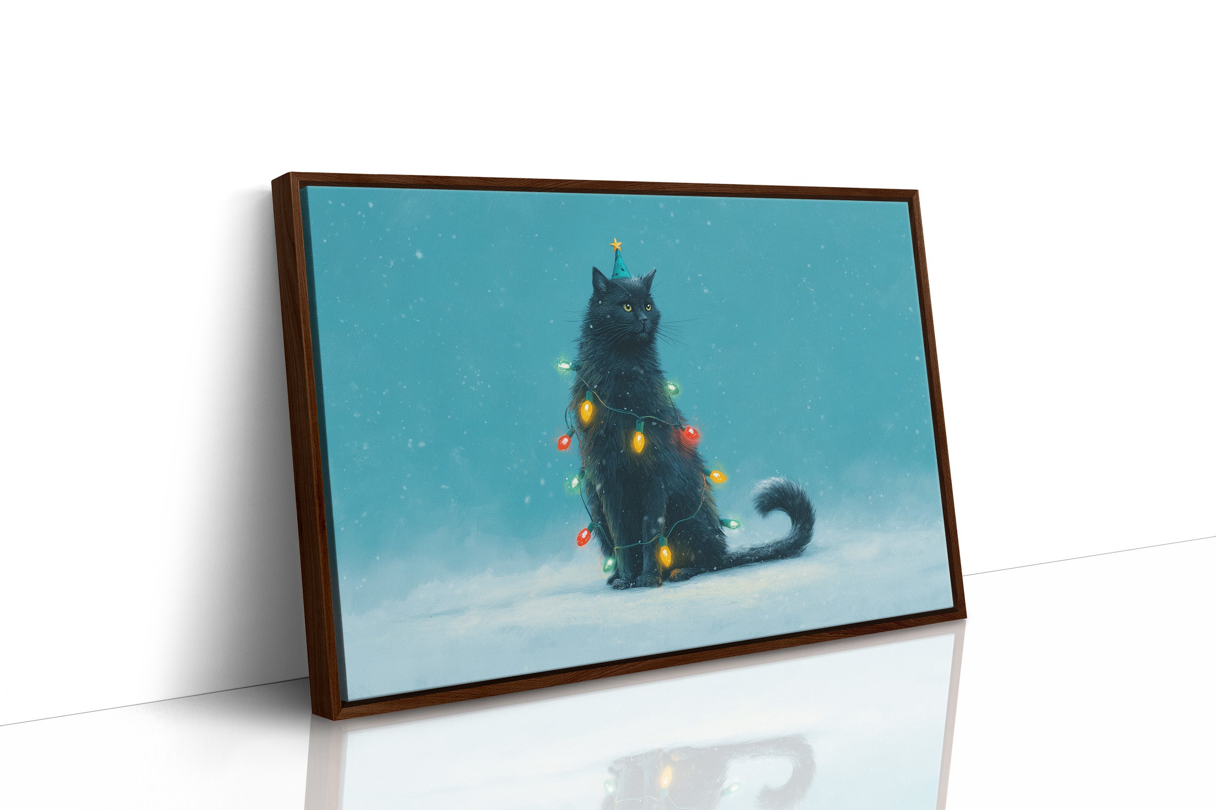 Festive Feline Adorned in Holiday Glow