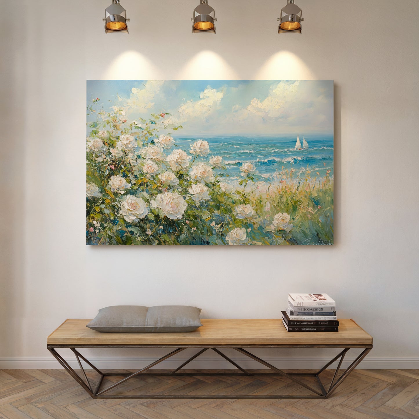 Coastal Roses Watch Sailboats Pass