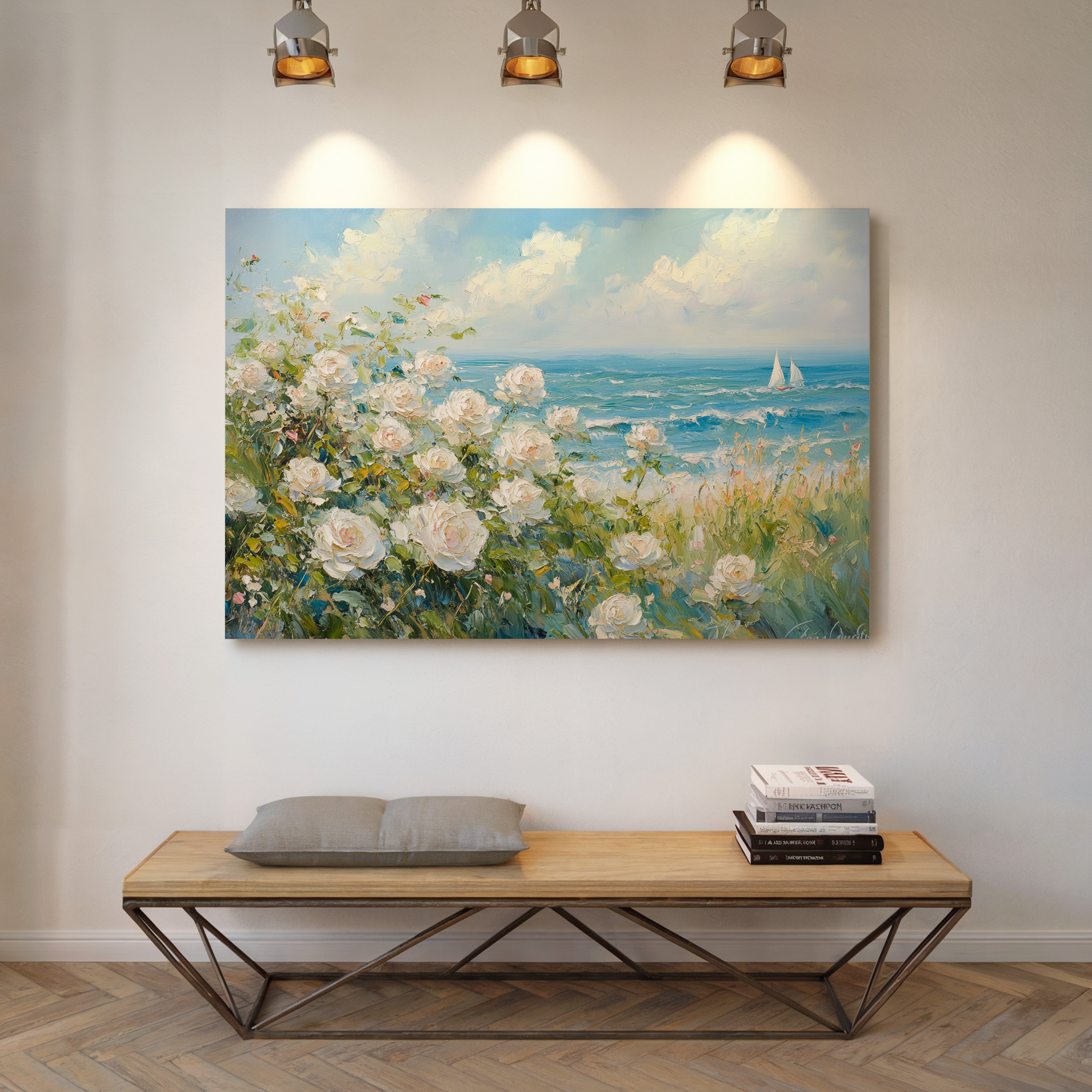 Coastal Roses Watch Sailboats Pass