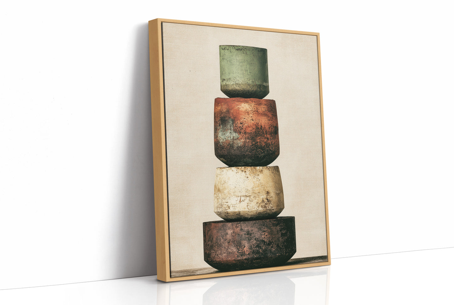 Stacked and Weathered: Four Urns of Earth and Rust