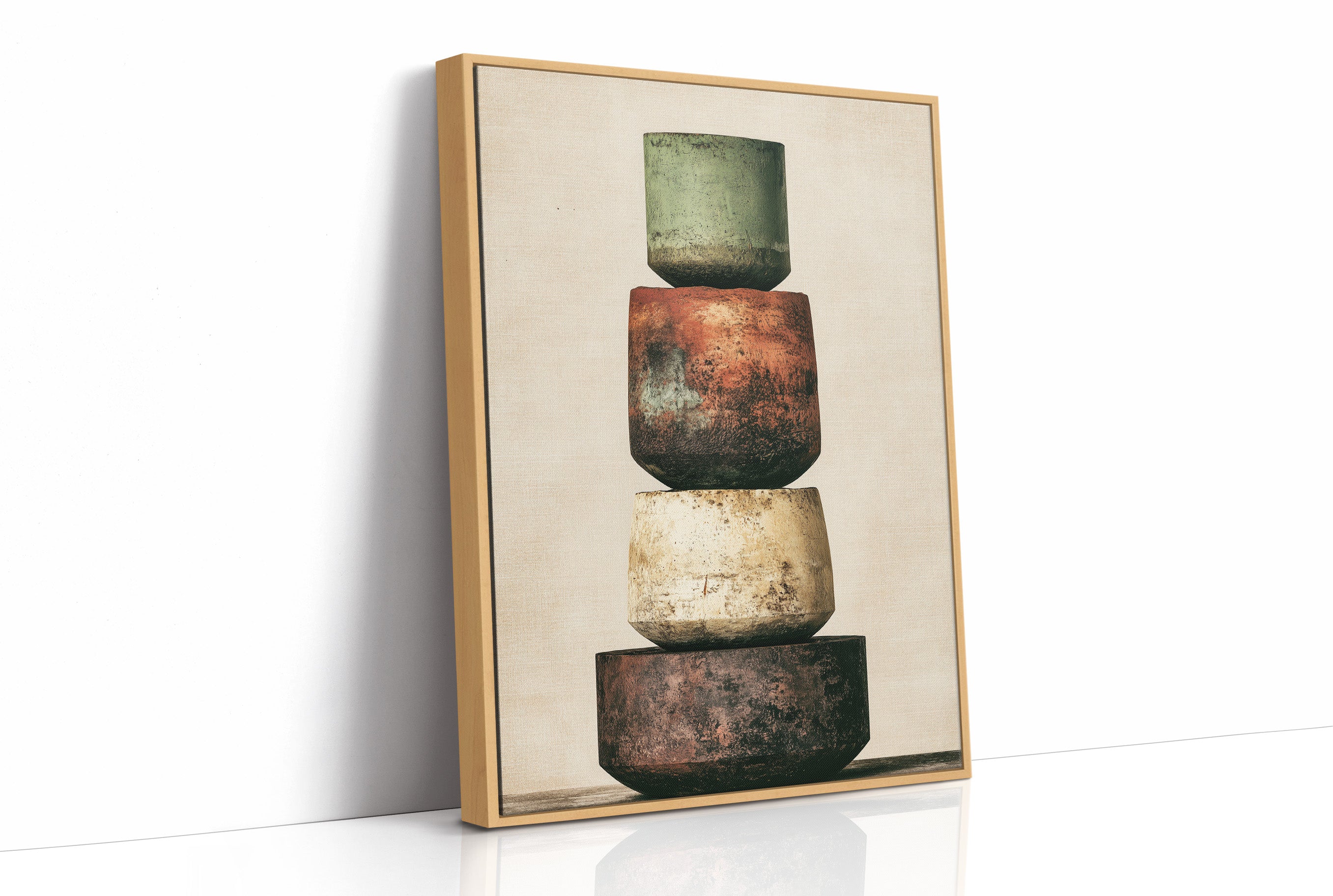 Stacked and Weathered: Four Urns of Earth and Rust