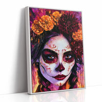 Sugar Skull in Marigold and Magenta