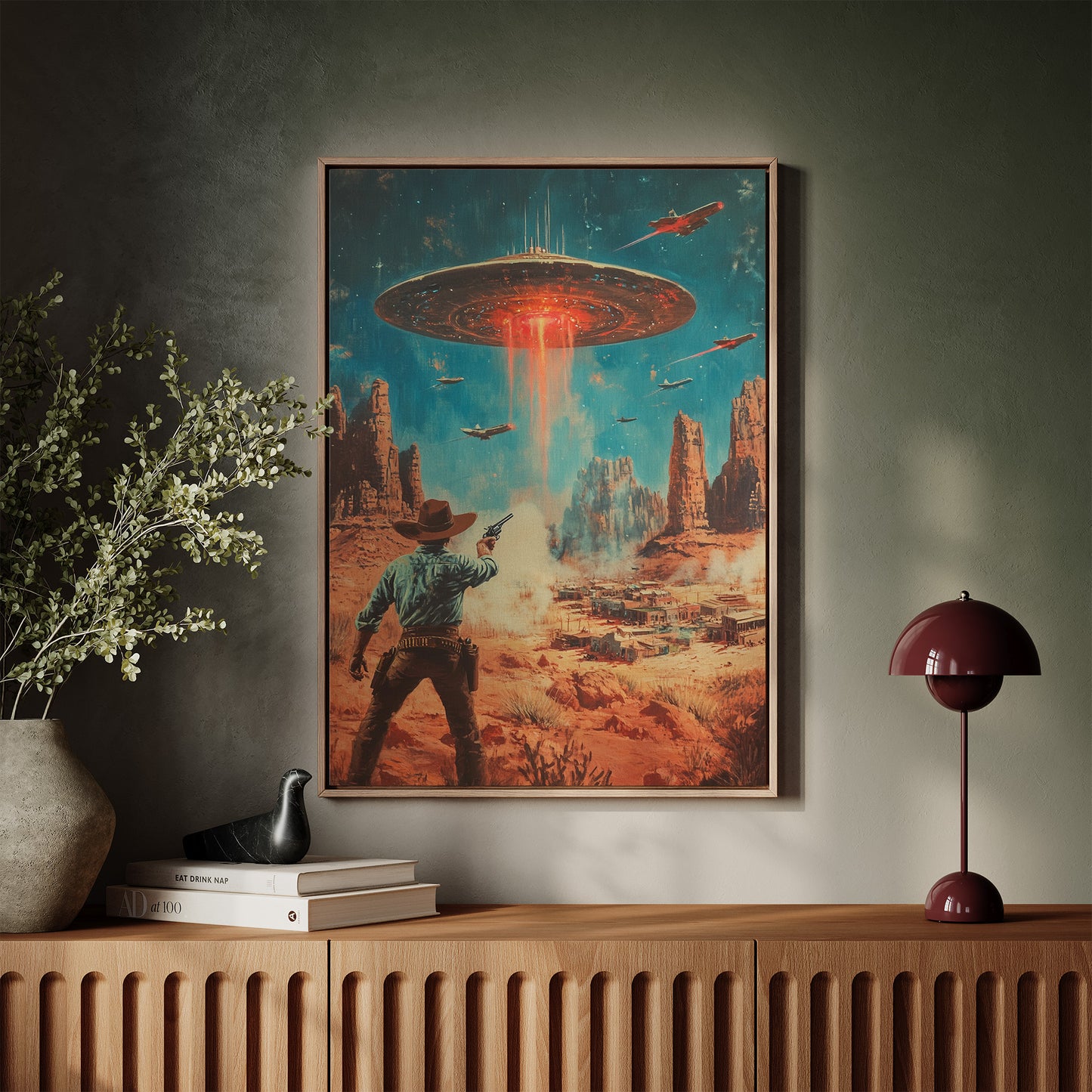 Cowboy vs. UFO – Sci-Fi Western Wall Art